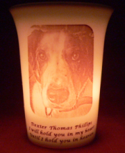 pet memorial candle for Dexter