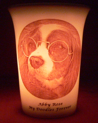 Mourninglight custom printed glass memorial candle