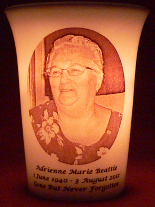 Mourninglights™ custom printed glass memorial candles, memorials ...