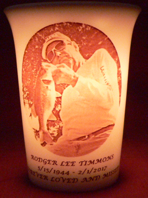 Mourninglight custom printed glass memorial candle