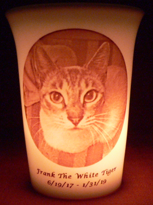 Mourninglight custom printed glass memorial candle