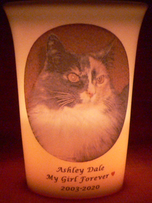 Mourninglight custom printed glass memorial candle