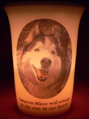 Mourninglight custom printed glass memorial candle