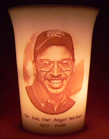 Mourninglights™ custom printed glass memorial candles, memorials ...